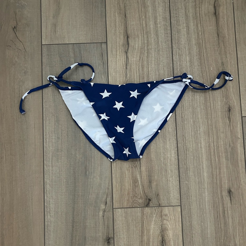 Women’s Old Navy Blue White Swim Bikini String Tie Bottom - Size M